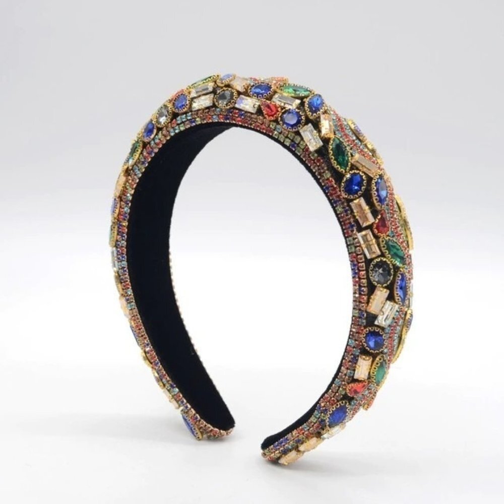 Multi Color Gem Stone Crystal Headband -- NEW